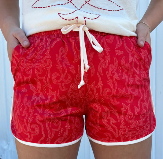 Red Boot Stitch Shorts