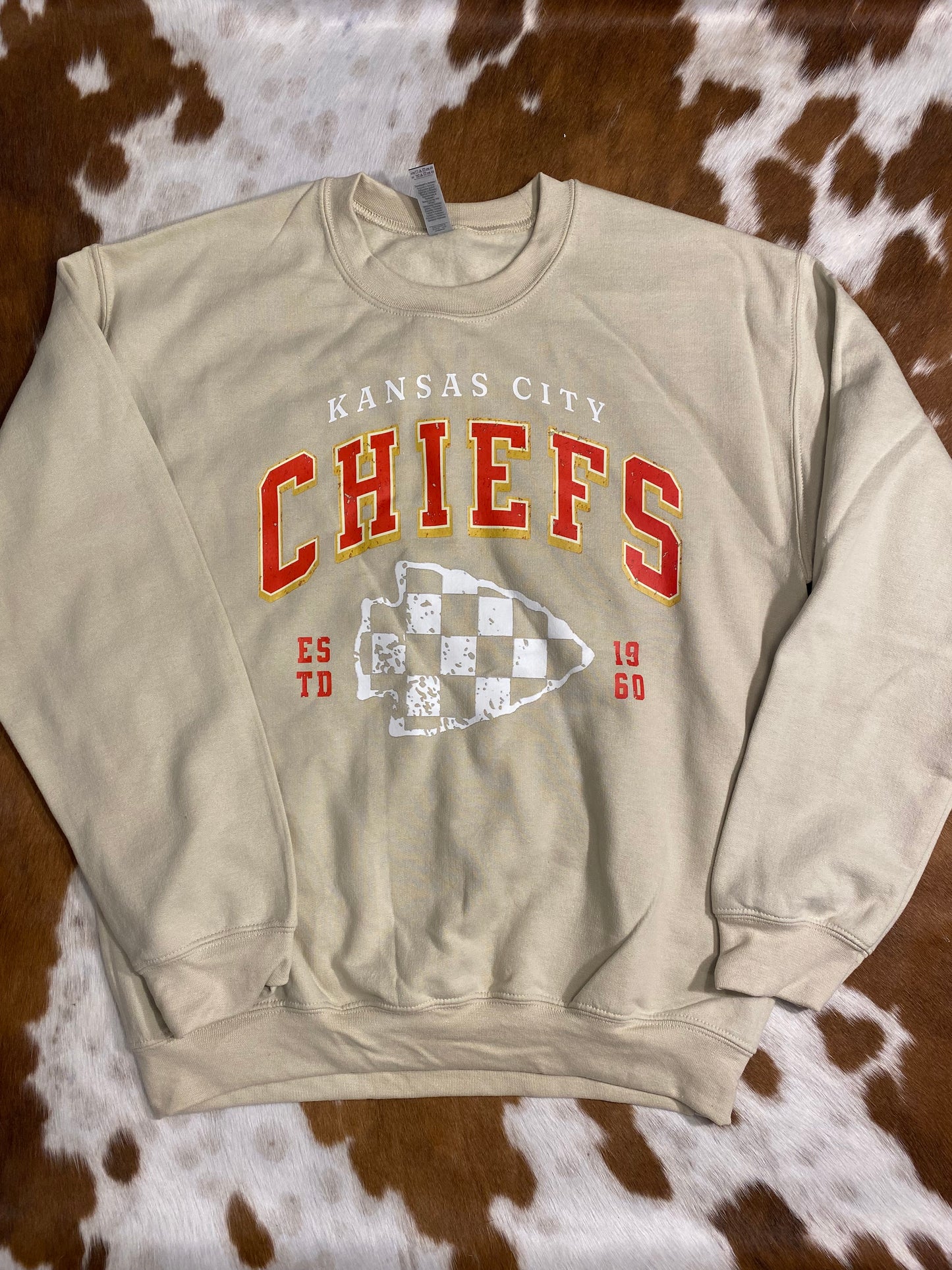 Tan Checkered Chiefs Sweatshirt