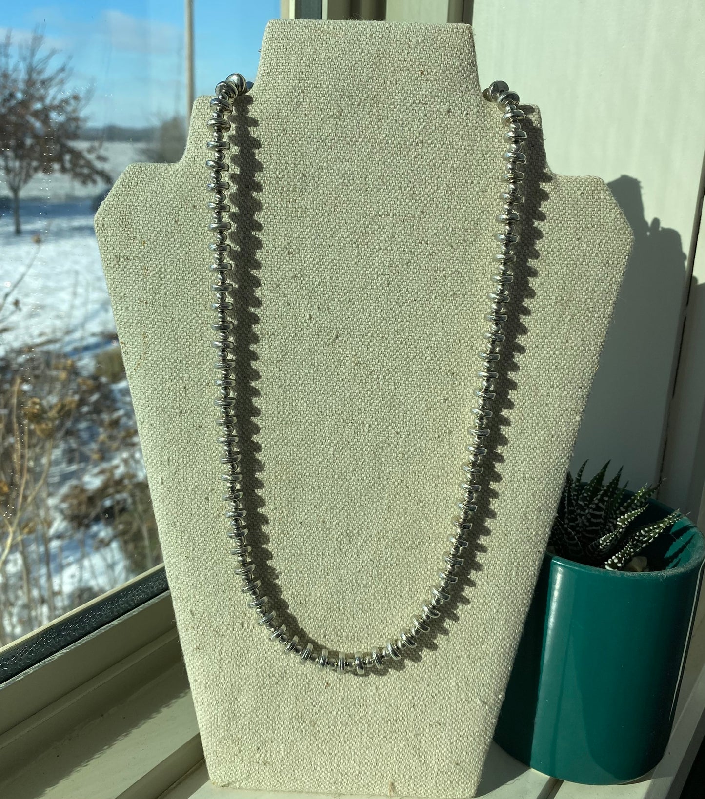 Silver Navajo Bead Necklace