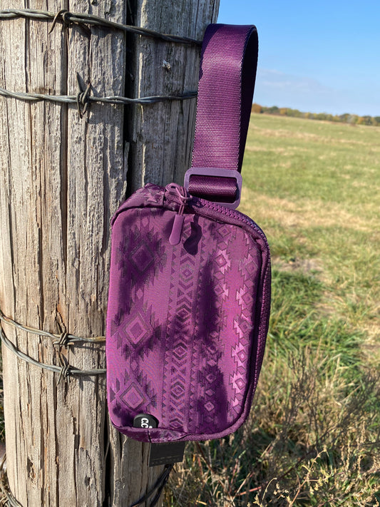 Plum Aztec Belt Bag