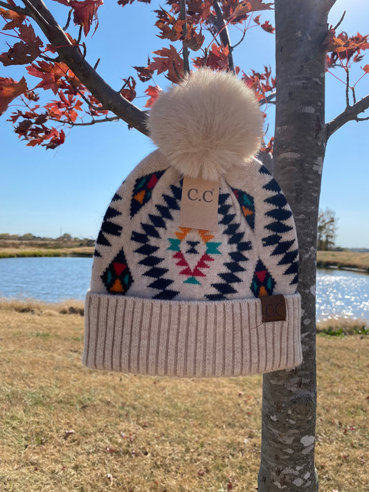 Tan Aztec Beanie