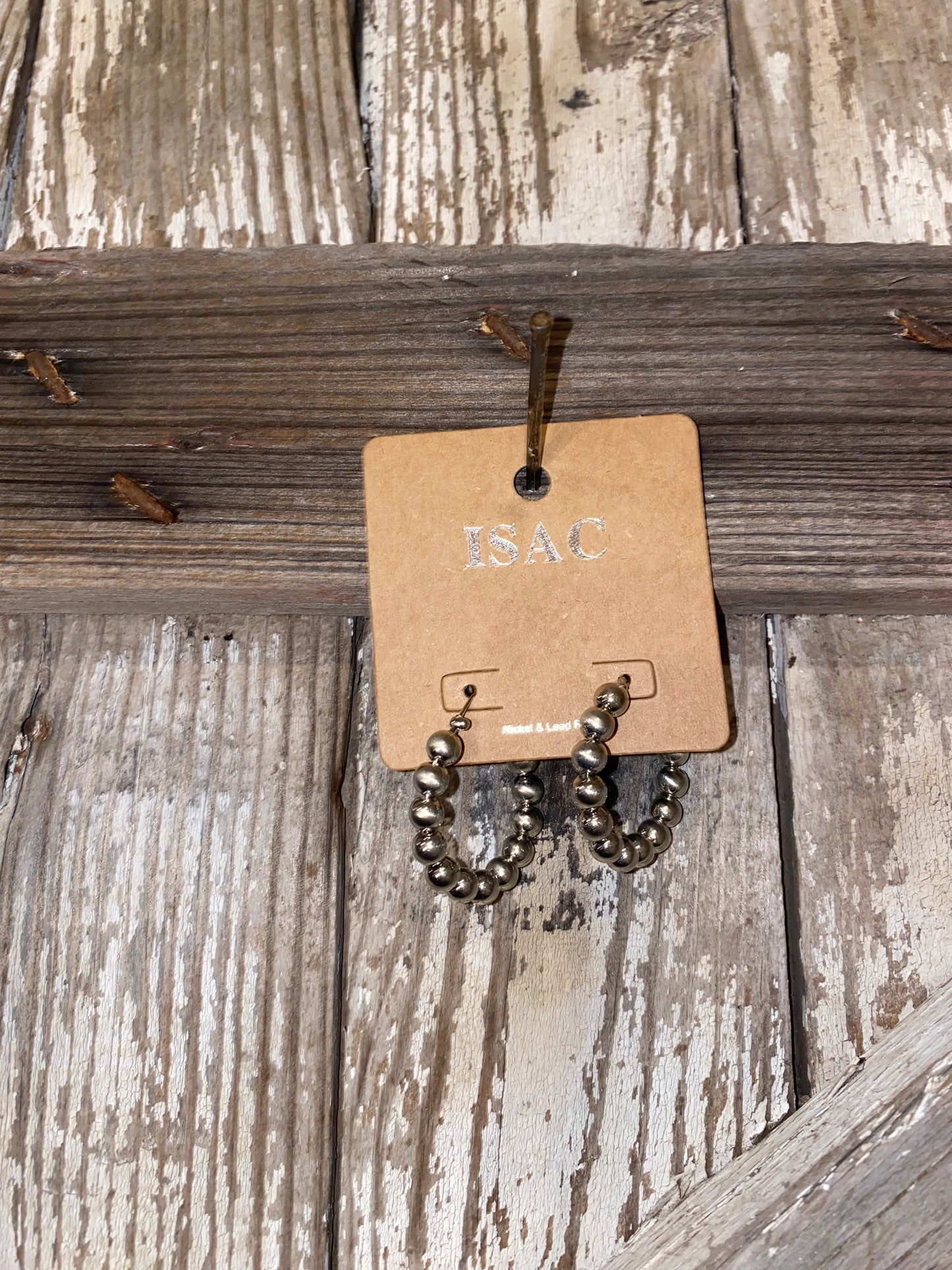 Silver Beaded Hoops