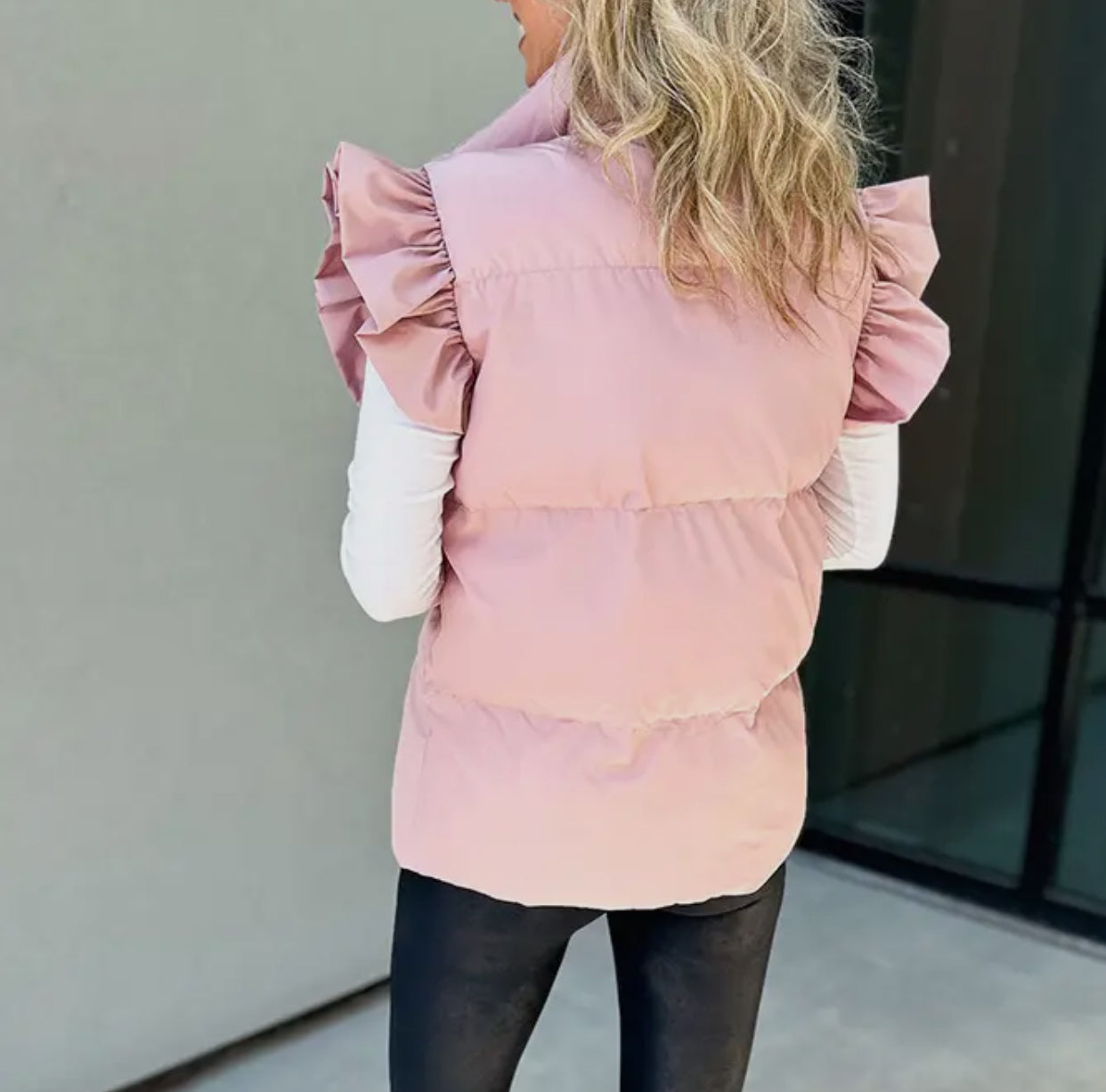 Pink Ruffle Puff Vest