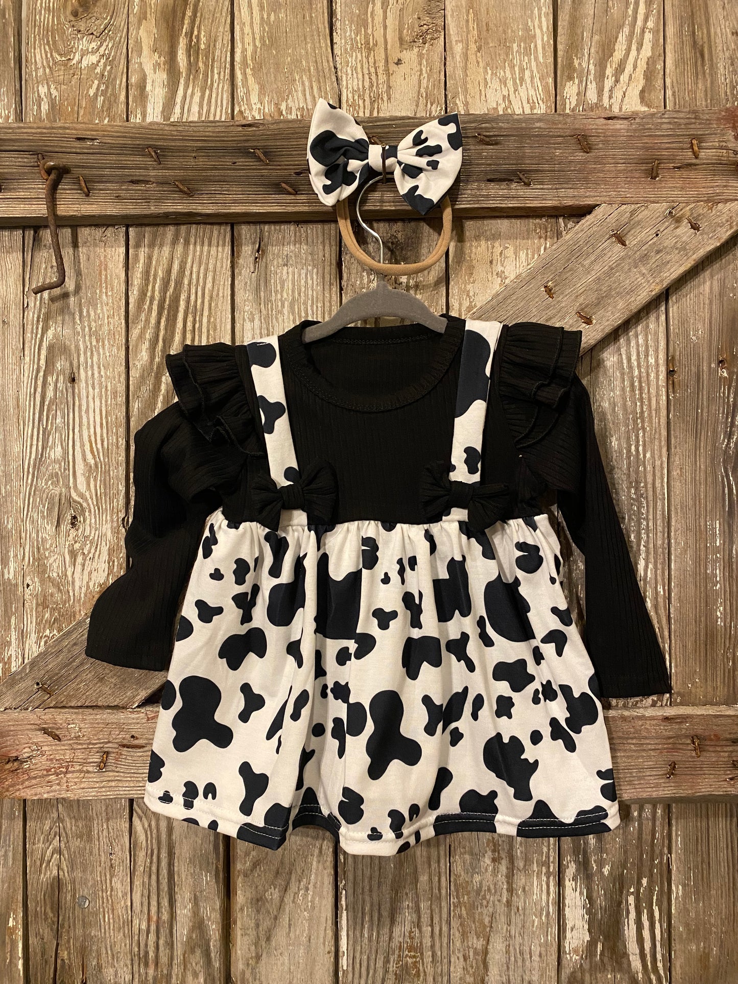 Cow Print Long Sleeve Dress