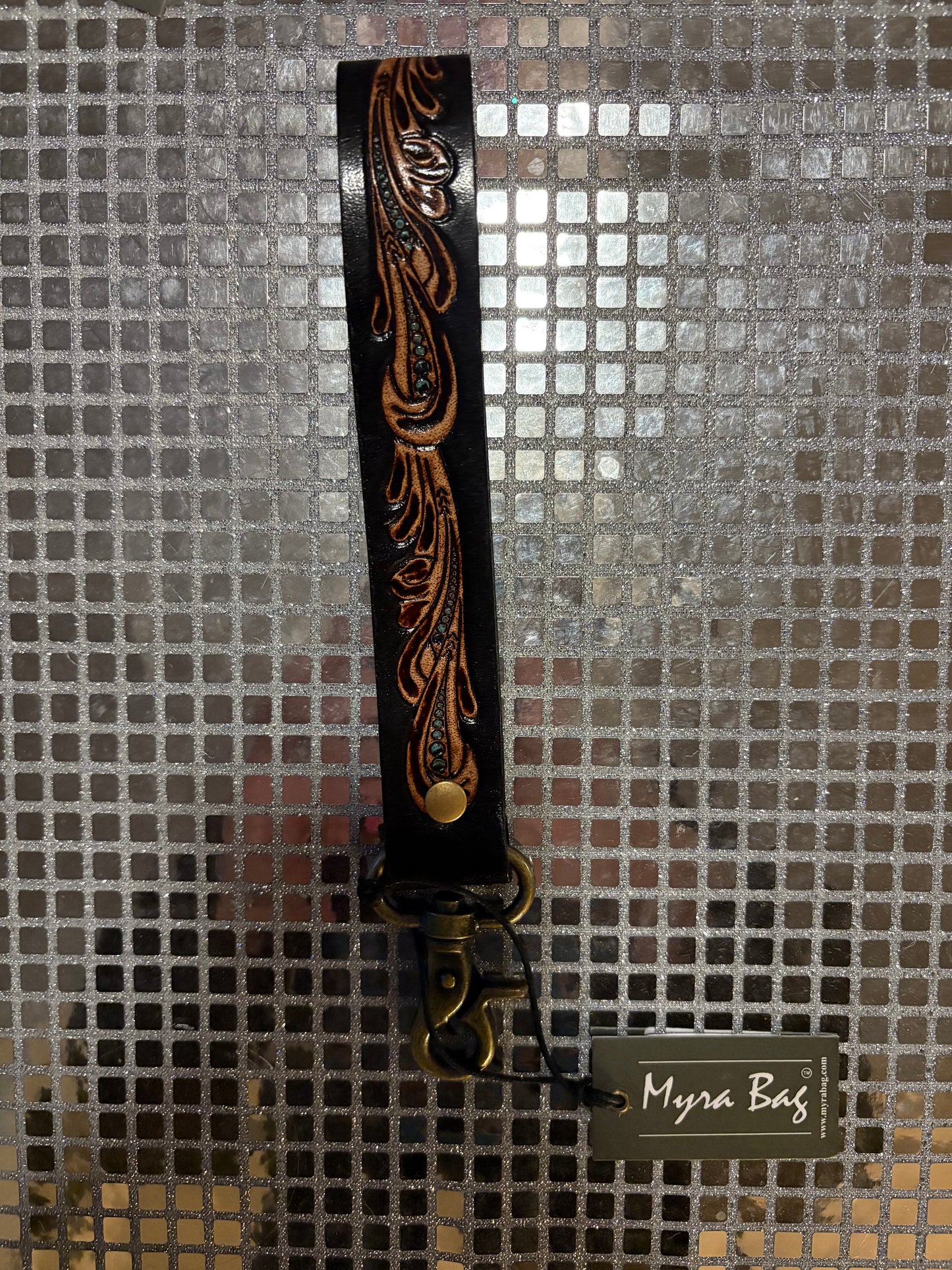 Black Tooled Key Fob