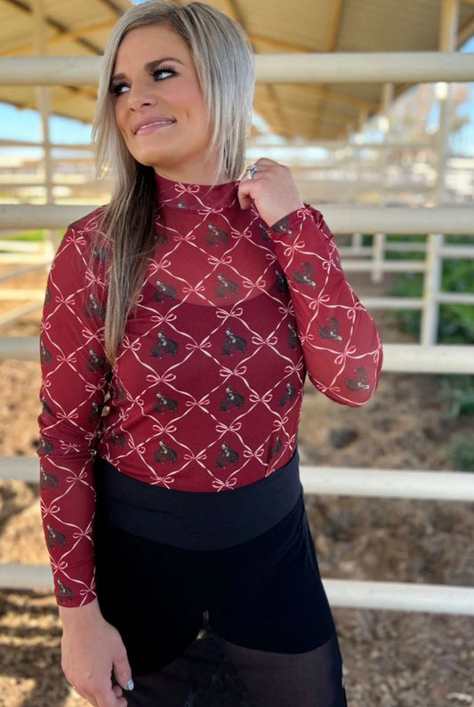 Bronc & Bows Mesh Top