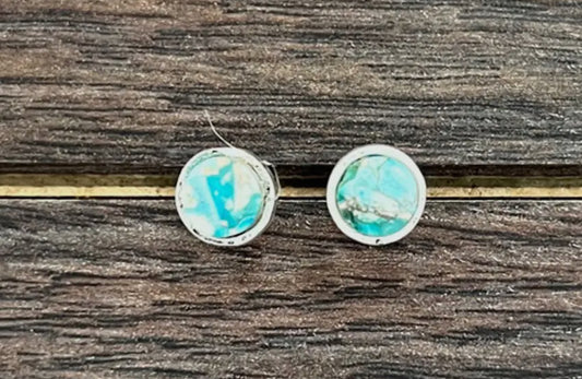 Small White & Turquoise Studs