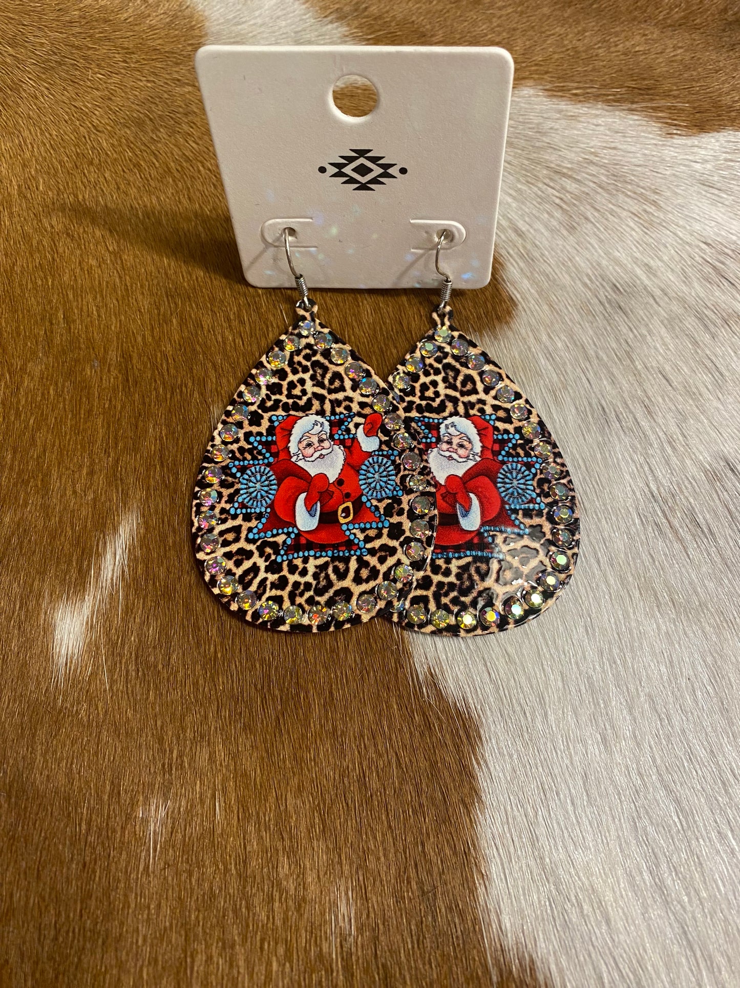 Cheetah Santa Earrings