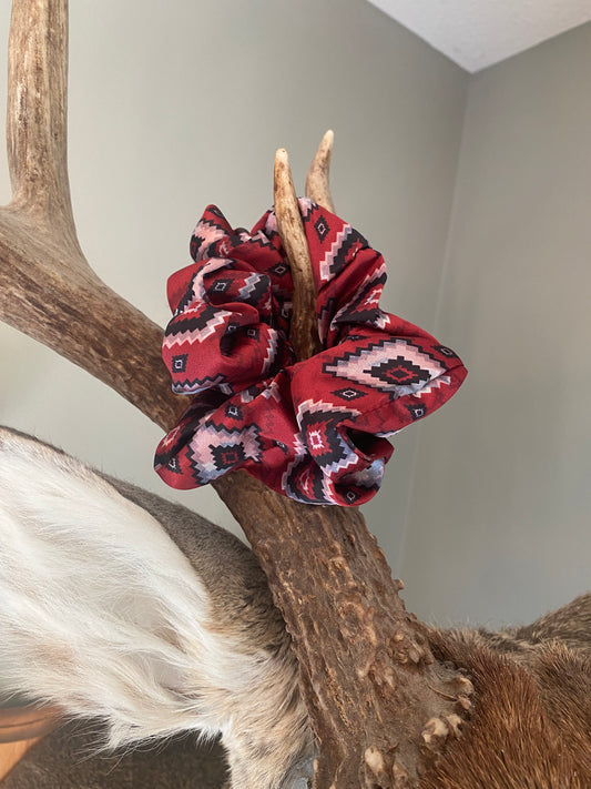 Red Aztec Scrunchie