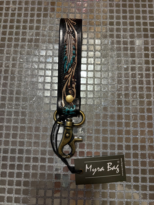 Turquoise Feather Key Fob