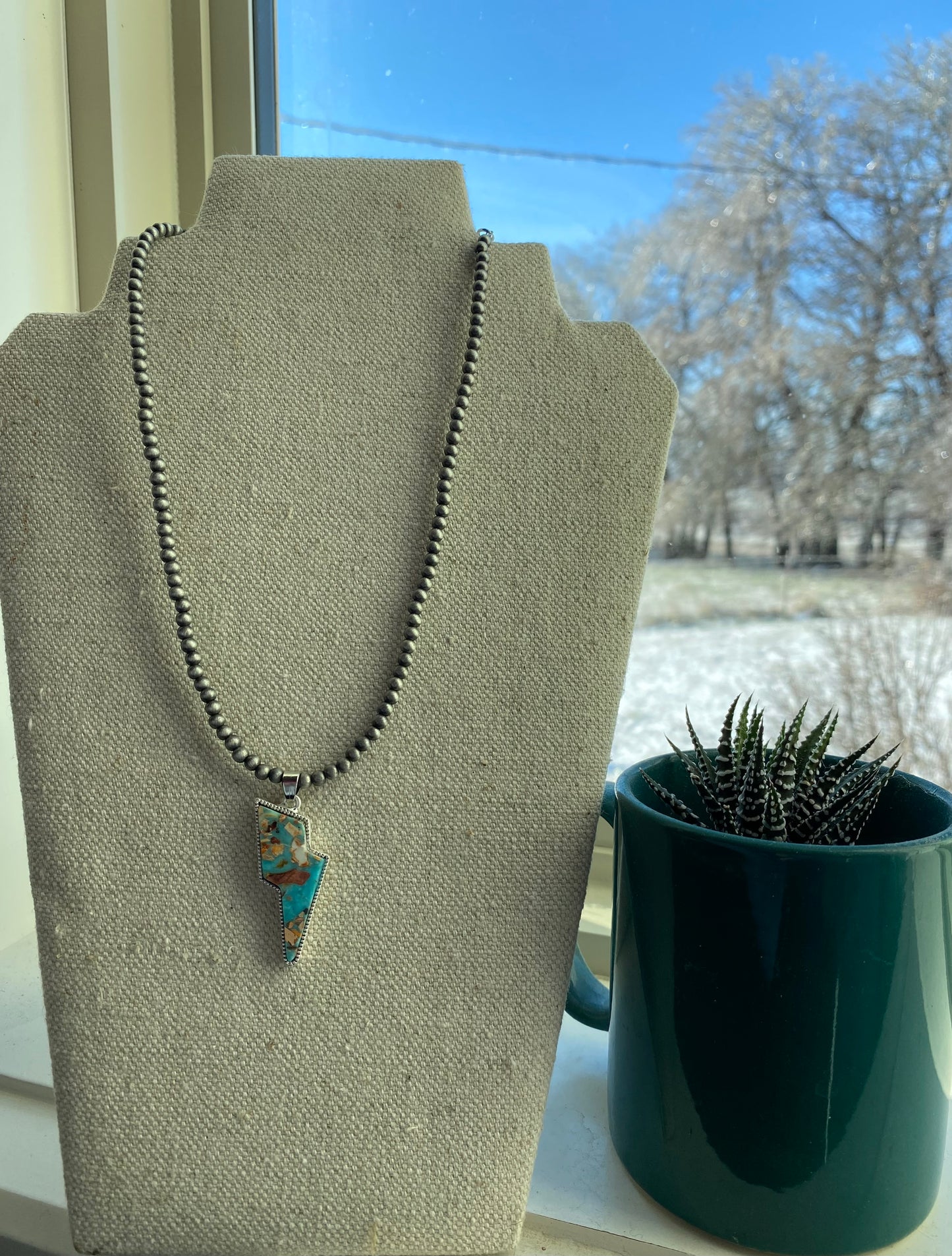 Orange & Turquoise Bolt Necklace