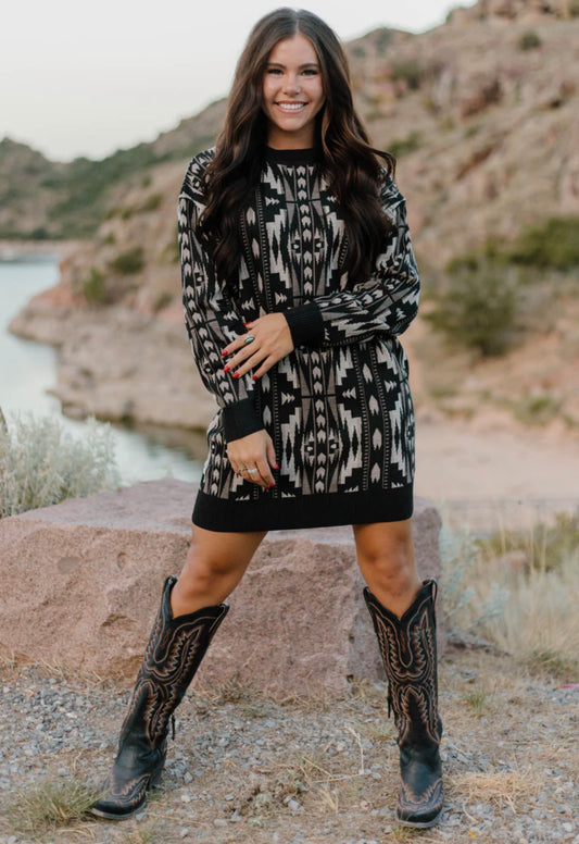 Montana Aztec Sweater Dress