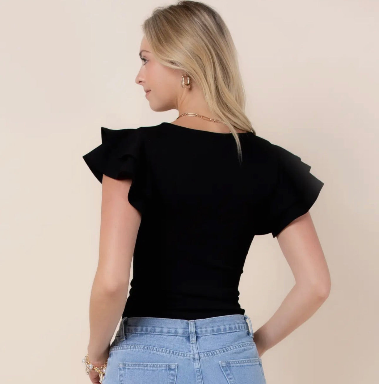 Black Ruffle Body Suit