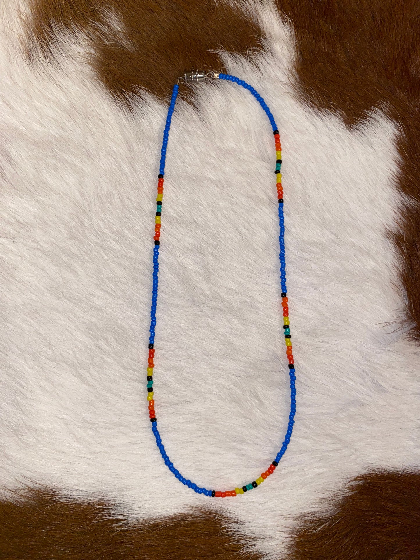 Blue seed bead necklace