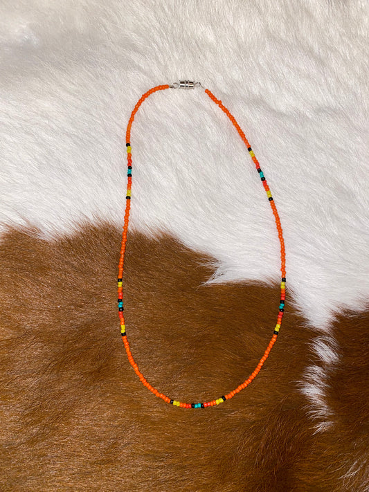 Orange seed bead necklace