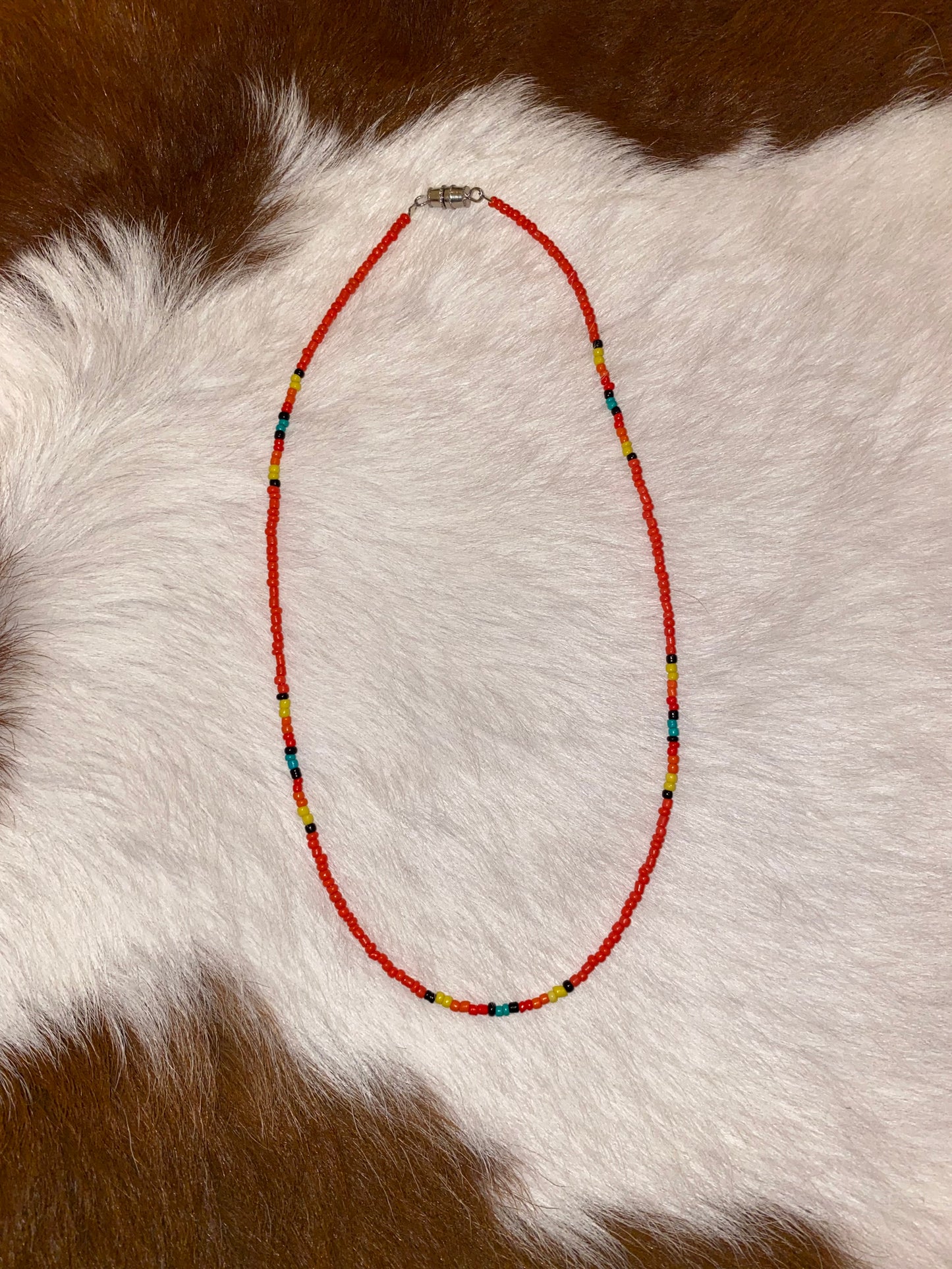 Red-Orange seed bead necklace