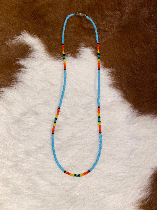 Baby blue seed bead necklace