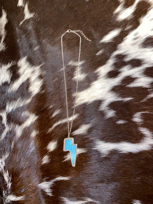 Turquoise lighting bolt necklace