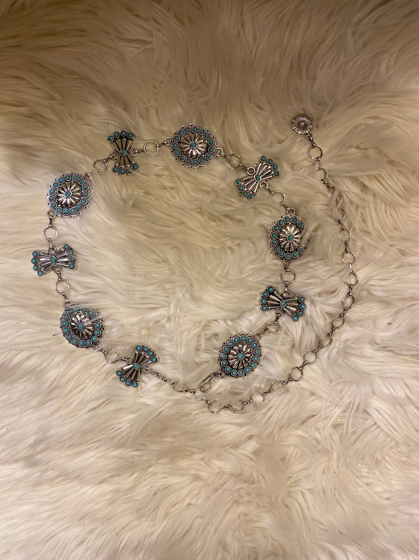 Turquoise Concho Disc Chain Belt