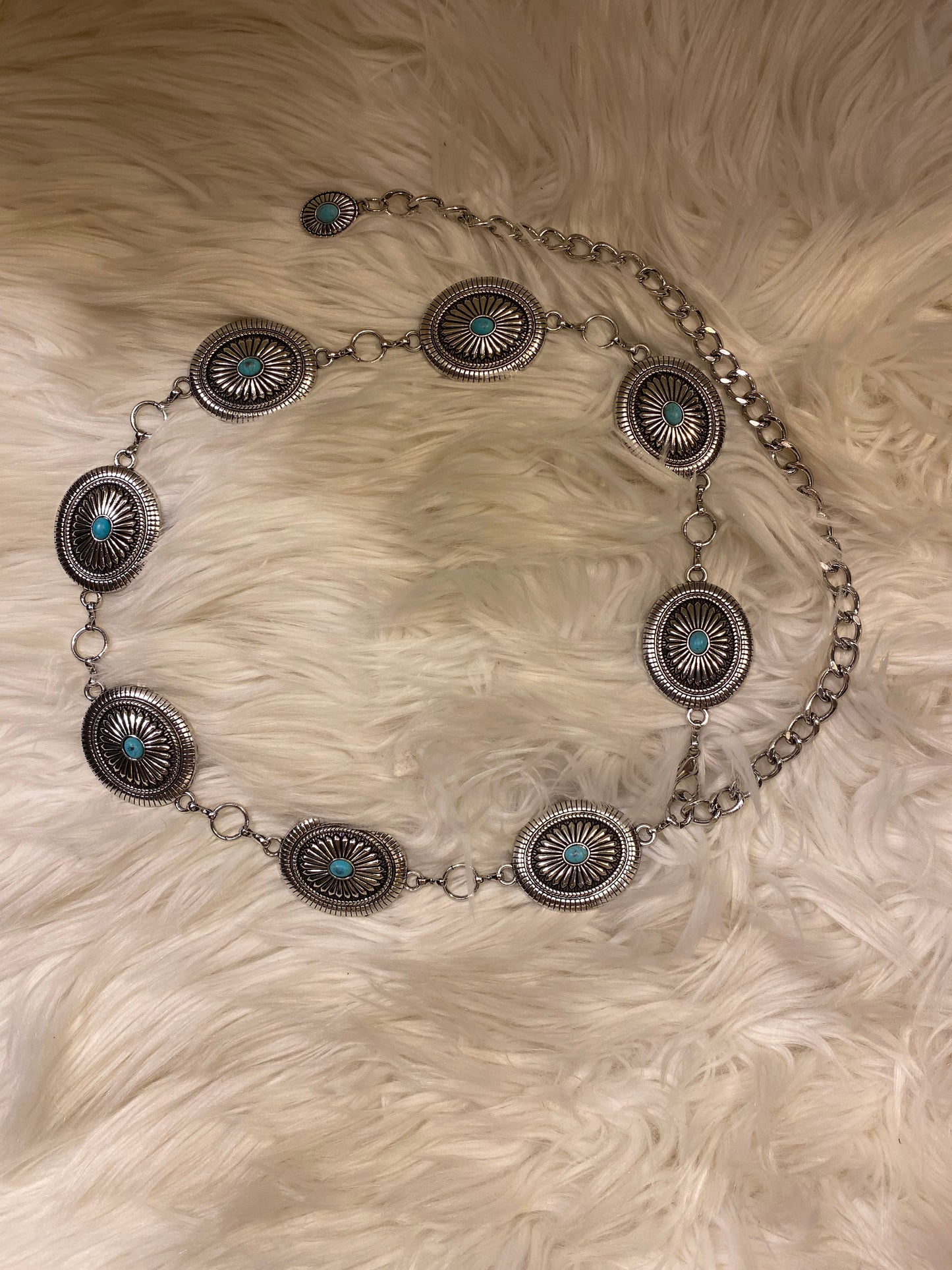 Ornate Concho Disc Chain Belt