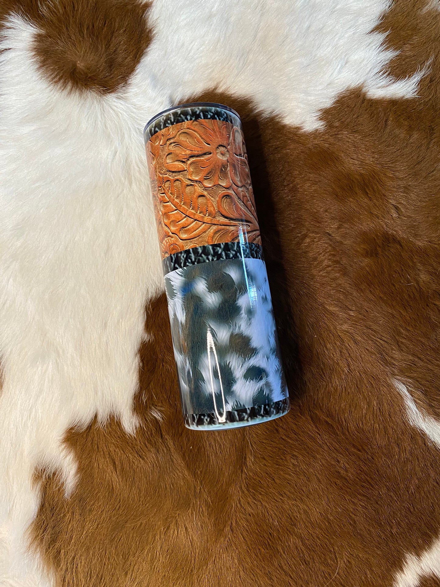 Leather Cow Tumbler