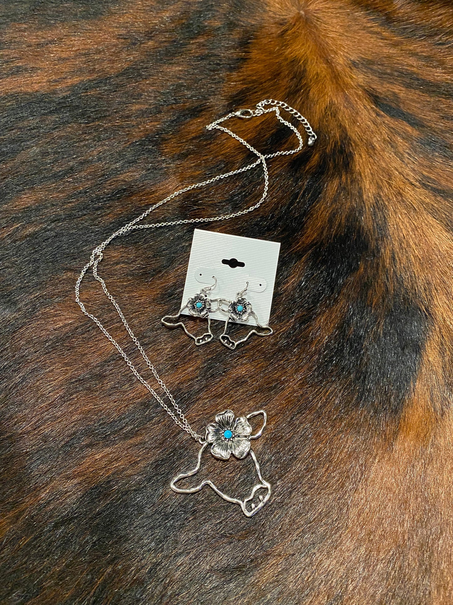 Floral Cow Necklace and Earring Set