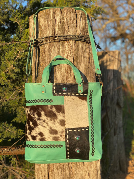 Spring Canvas and Cowhide Bag